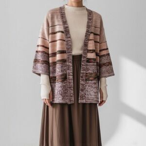 Vtg 70s Boho Cardigan Kimono Sweater Cobincore Southwestern Indie Tribal Cottage